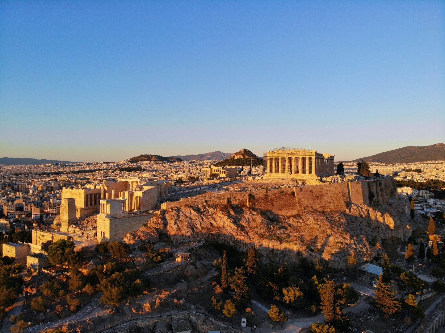Parthenon at Sunset Golden Hour